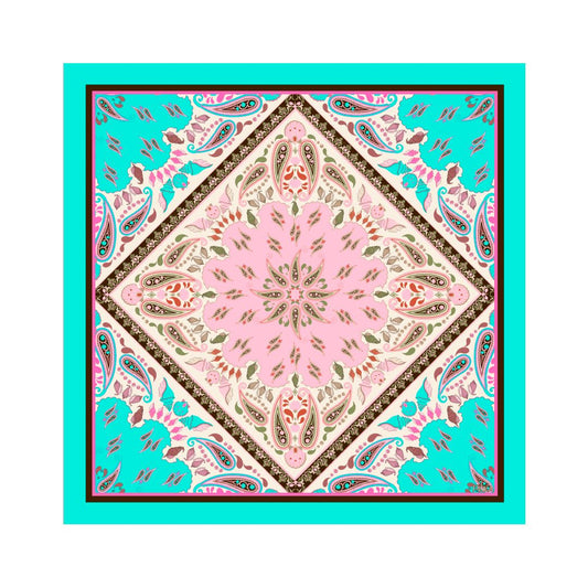 Lenço de Seda Maitê Paisley Turquesa