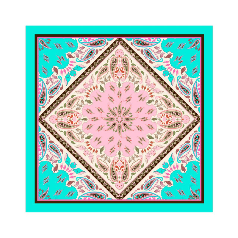 Lenço de Seda Maitê Paisley Turquesa