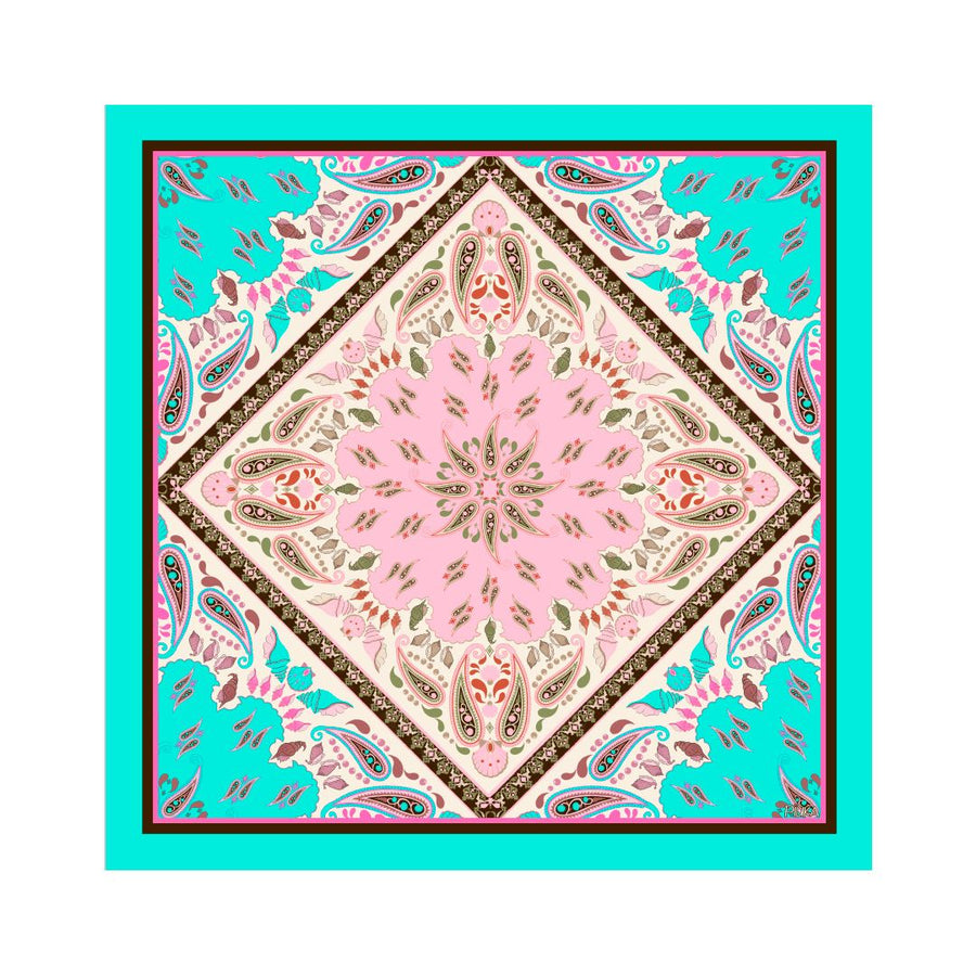 Lenço de Seda Maitê Paisley Turquesa