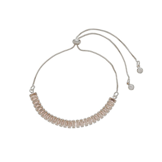 Pulseira Rivera Taylor Zircônia Rosa Folheada em Ródio Branco