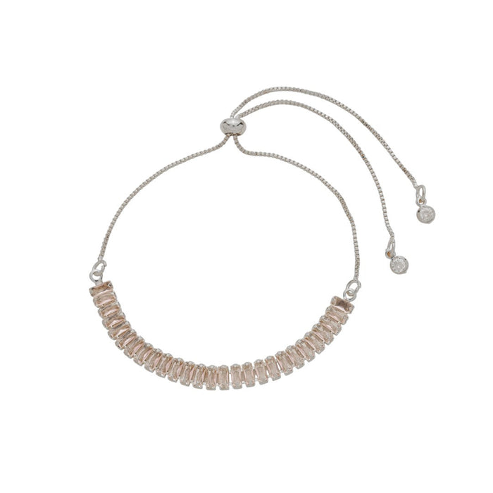 Pulseira Rivera Taylor Zircônia Rosa Folheada em Ródio Branco