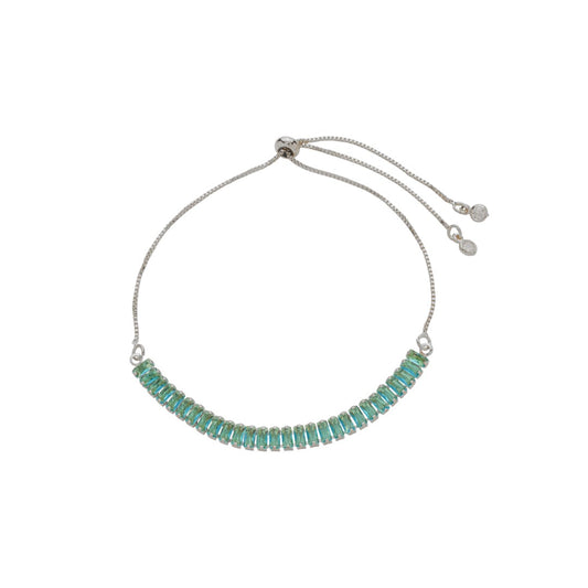 Pulseira Rivera Taylor Zircônia Azul Folheada em Ródio Branco