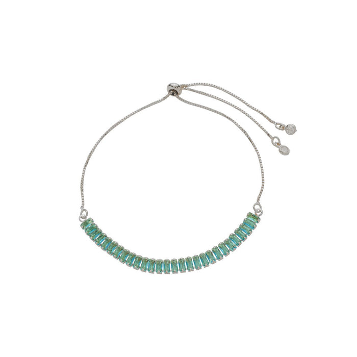 Pulseira Rivera Taylor Zircônia Azul Folheada em Ródio Branco