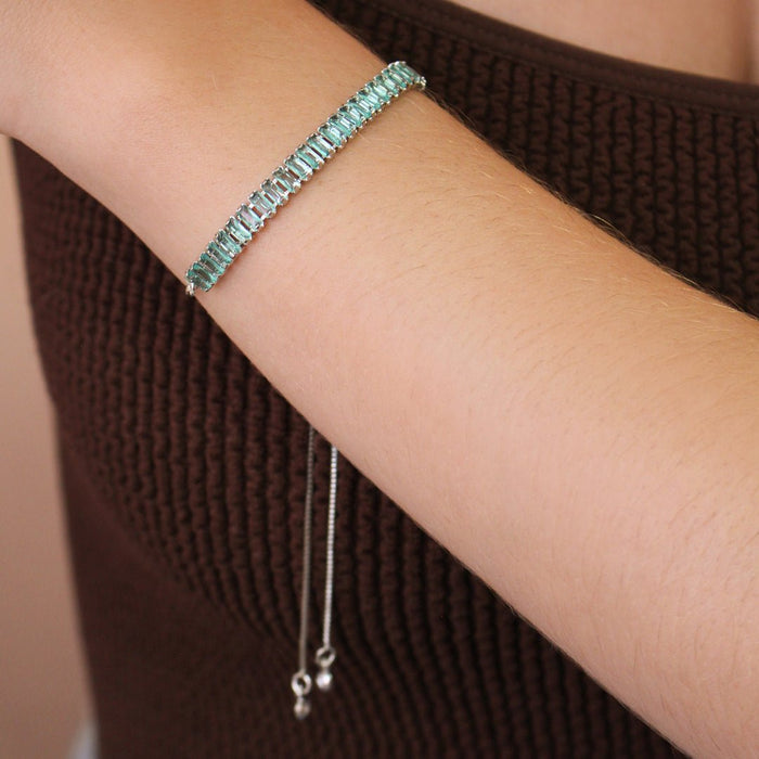 Pulseira Rivera Taylor Zircônia Azul Folheada em Ródio Branco