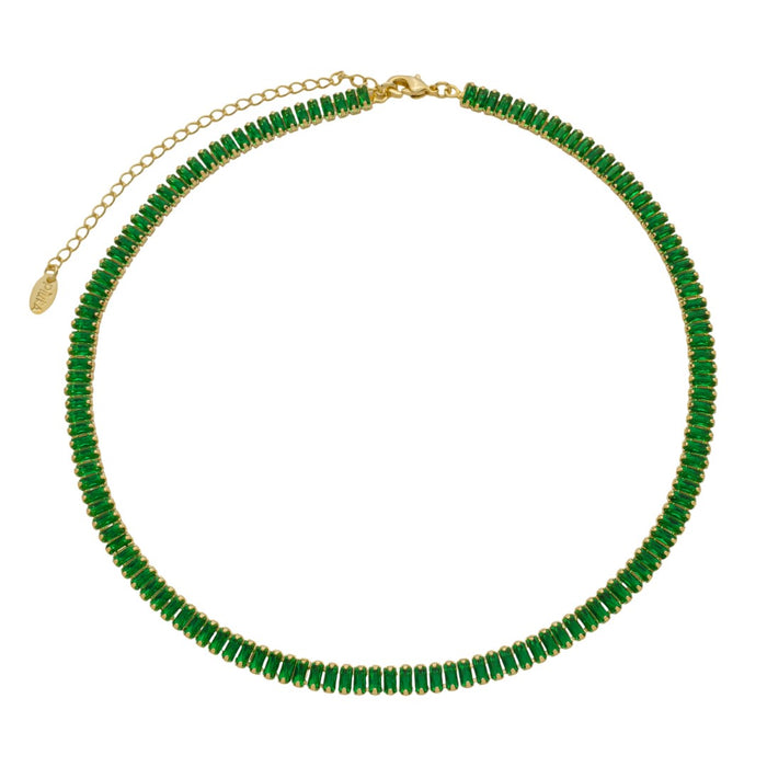 Choker Riveira Taylor Zircônias Esmeralda Folheada a Ouro 18k