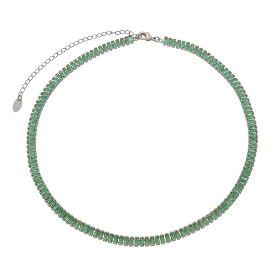 Choker Riveira Taylor Zircônias Turmalina Folheada em Ródio Branco