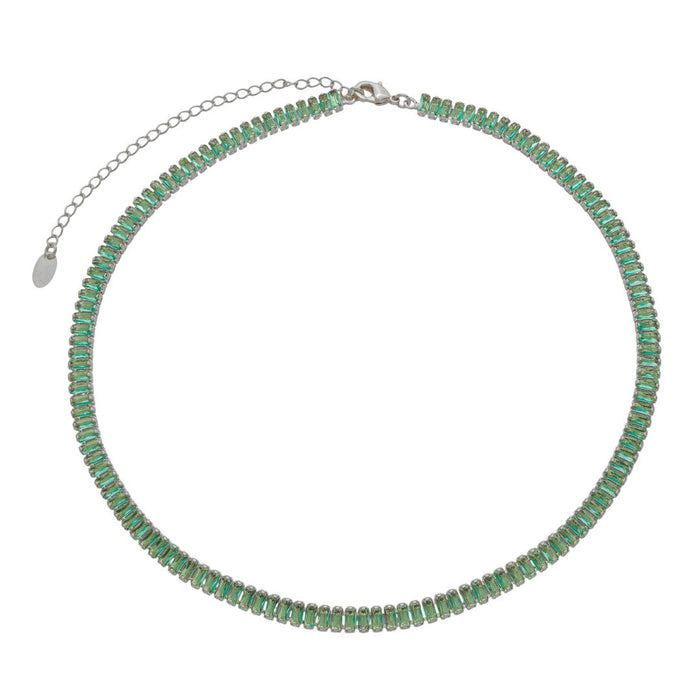 Choker Riveira Taylor Zircônias Turmalina Folheada em Ródio Branco