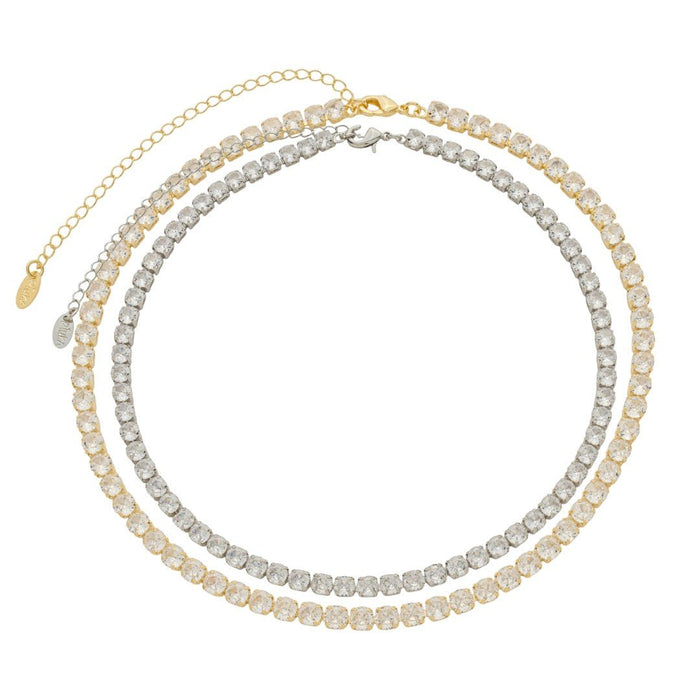 Kit Choker Riviera Chiara Zircônias Folheada a Ouro e Folheada em Ródio Branco