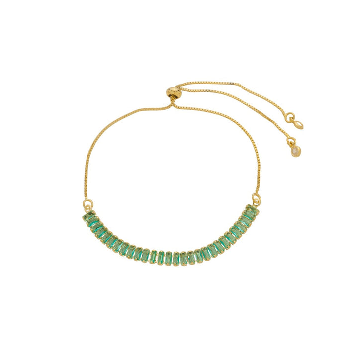 Pulseira Ajustável Taylor P Zircônias Turmalina Folheada a Ouro 18k