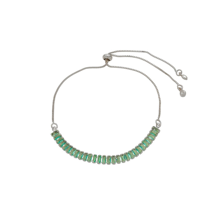 Pulseira Ajustável Taylor P Zircônias Turmalina Folheada em Ródio Branco