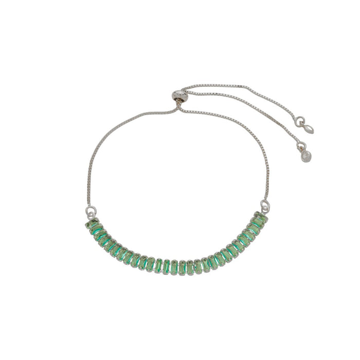 Pulseira Ajustável Taylor P Zircônias Turmalina Folheada em Ródio Branco