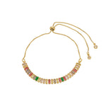 Pulseira Ajustável Taylor P Zircônias Coloridas Folheada a Ouro 18k
