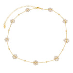 Choker Flor Pérolas Daniela Folheado a Ouro 18k