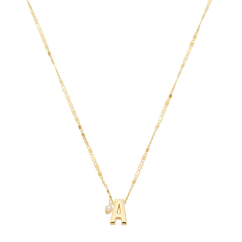 Colar Maitê Letra Inicial Pérola Folheado a Ouro 18