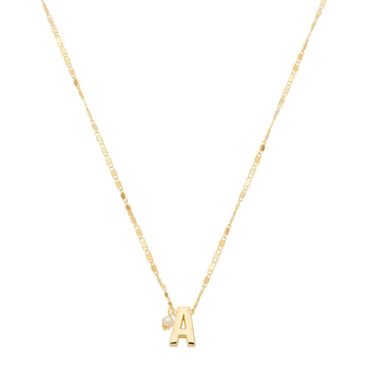 Colar Maitê Letra Inicial Pérola Folheado a Ouro 18