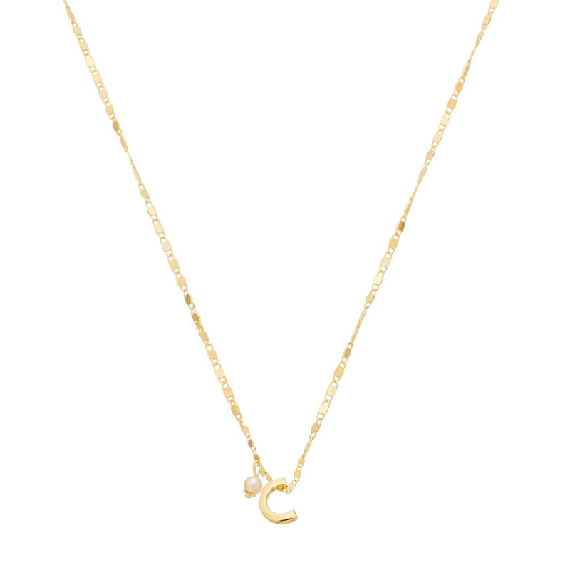 Colar Maitê Letra Inicial Pérola Folheado a Ouro 18