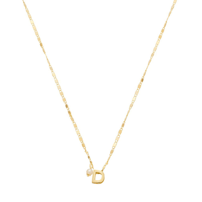 Colar Maitê Letra Inicial Pérola Folheado a Ouro 18
