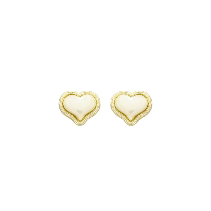 Brincos de Coração Madrepérola Olivia Folheado à Ouro 18k