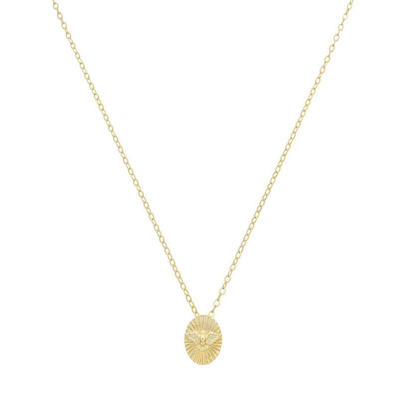 Colar Mini Medalha Espírito Santo Folheado à Ouro 18k