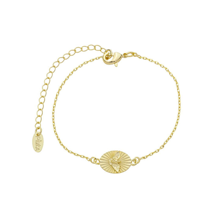 Pulseira Mini Medalha Espírito Santo Folheado a Ouro 18k