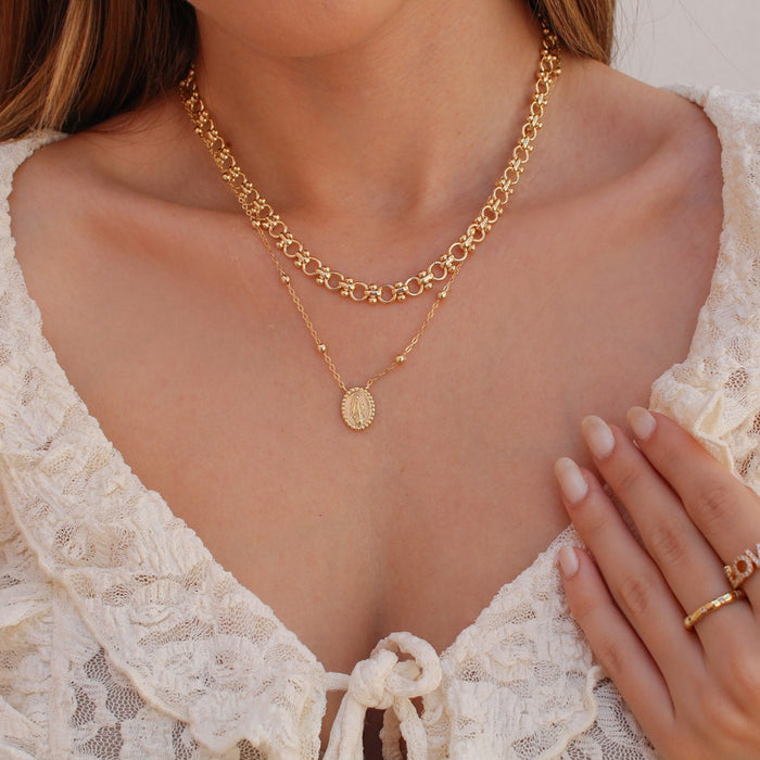 Colar Medalha Nossa Senhora das Graças Folheado a Ouro 18k