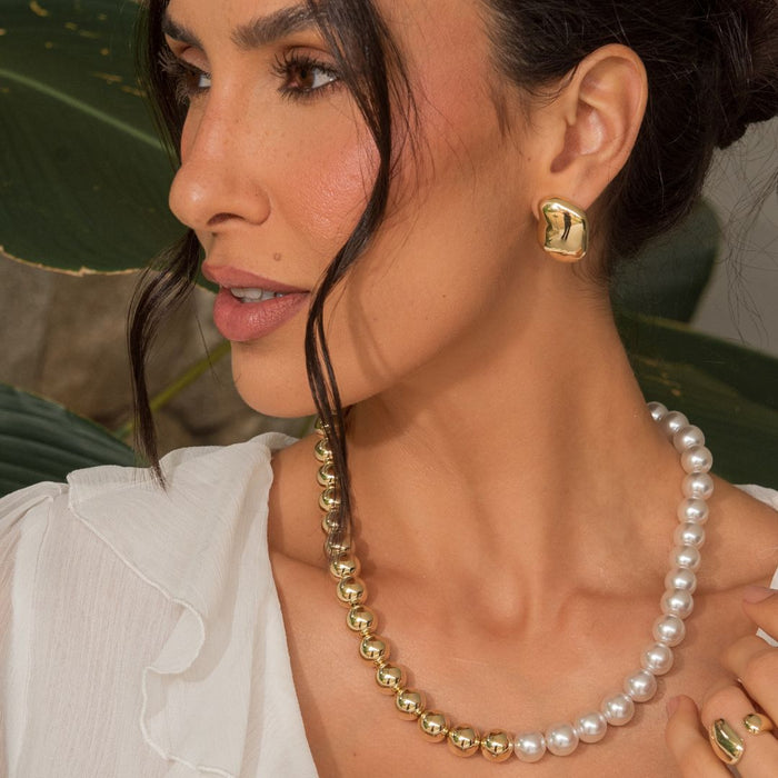 Brinco Orgânico Zoe Folheado a Ouro 18k