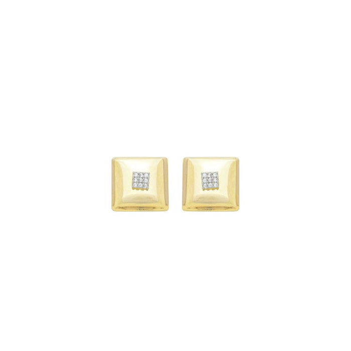 Brinco Quadrado Giselle Zircônias Folheado a Ouro 18k e Folheado em Ródio Branco