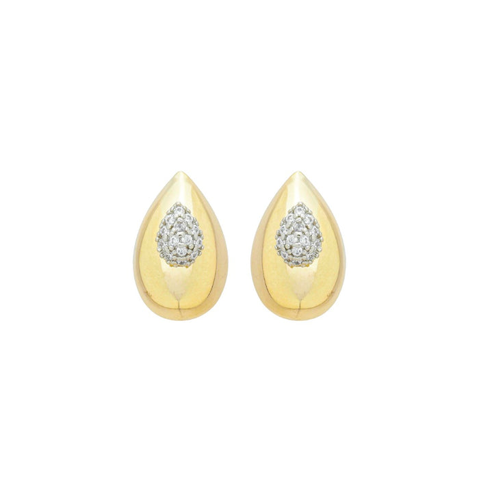 Brinco Gota Elisa Zircônias Folheado a Ouro 18k e Folheado em Ródio Branco