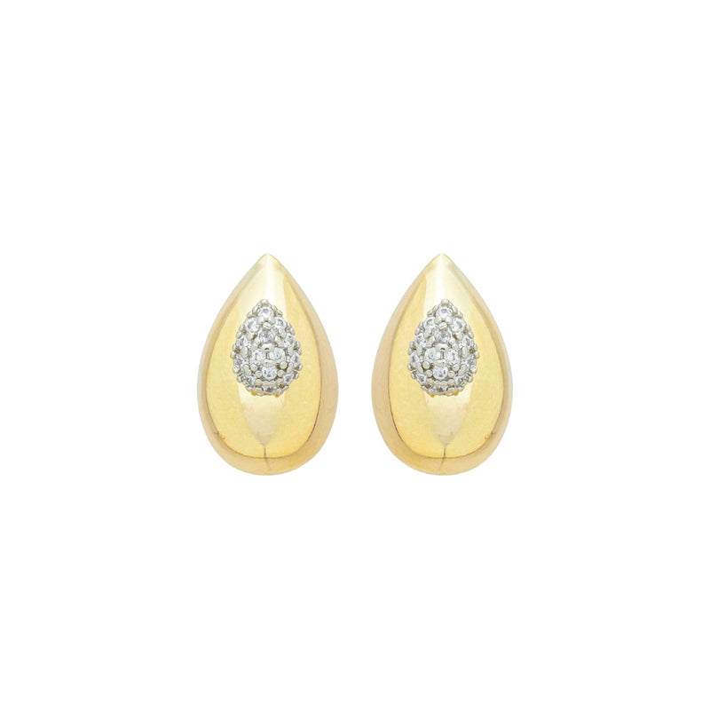 Brinco Gota Elisa Zircônias Folheado a Ouro 18k e Folheado em Ródio Branco