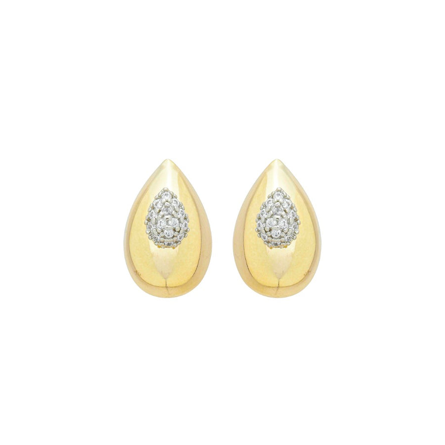 Brinco Gota Elisa Zircônias Folheado a Ouro 18k e Folheado em Ródio Branco