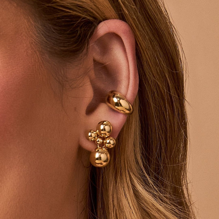 Brinco Orgânico Esferas Talita Folheado a Ouro 18k