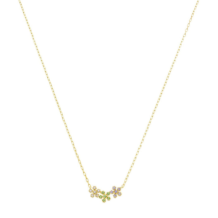 Colar Laís Canga Flores Zircônias Coloridas Folheado a Ouro 18k