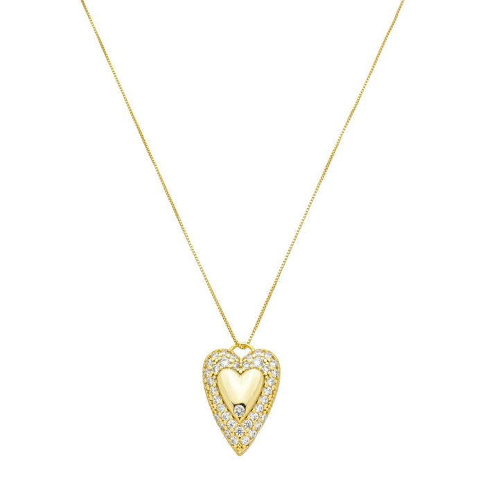 Colar de Coração Fran Zircônias Folheado a Ouro 18k