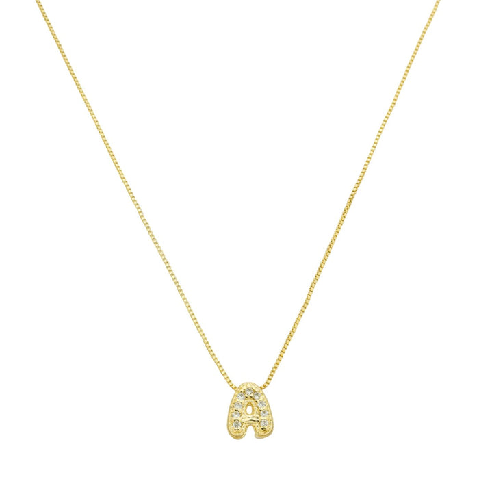 Colar com Mini Letra Inicial Zircônias Folheado a Ouro 18k