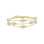 Bracelete Maressa Três Voltas Pérolas Folheado a Ouro 18k