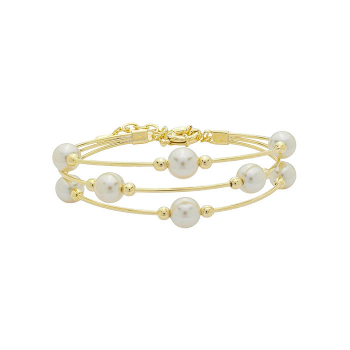 Bracelete Maressa Três Voltas Pérolas Folheado a Ouro 18k