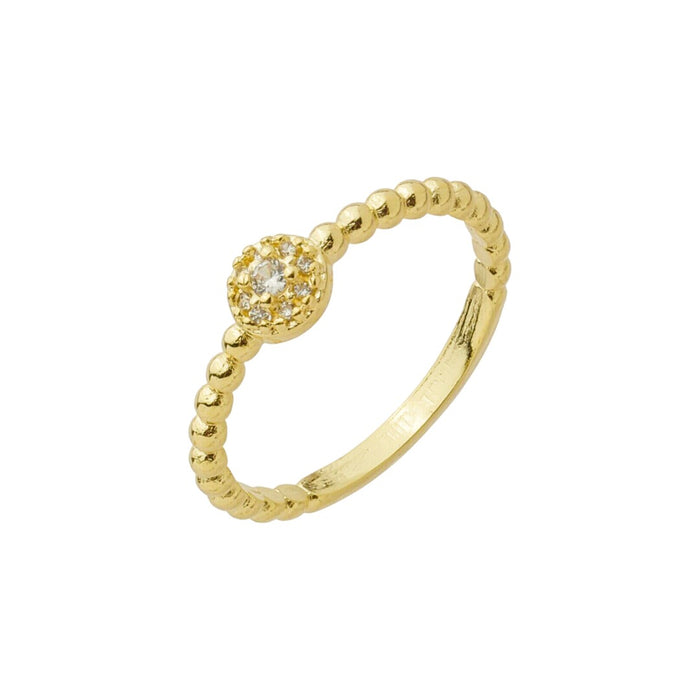 Anel Celina Ponto de Zircônia Folheado a Ouro 18k