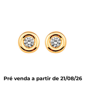 Brinco Botão Fernanda Zircônia Folheado a Ouro 18k