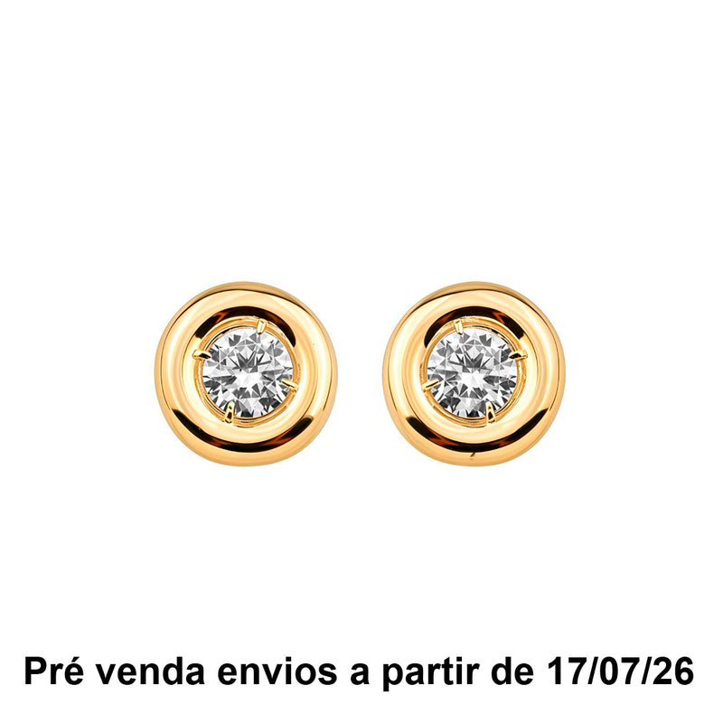 Brinco Botão Fernanda Zircônia Folheado a Ouro 18k