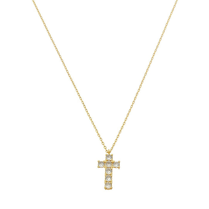 Colar Isis Cruz Zircônias Folheado a Ouro 18k