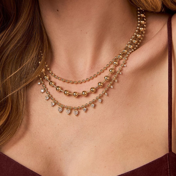 Colar Bolinhas Isadora Zircônias Folheado a Ouro 18k