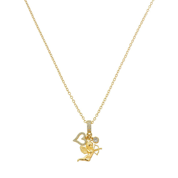 Colar Larissa Penca Cupido Zircônias Folheado a Ouro 18k