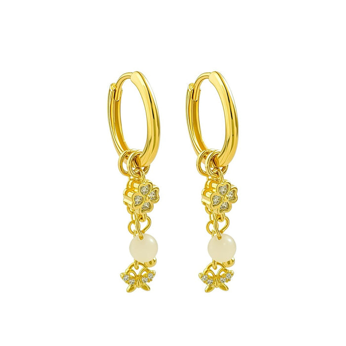 Brinco Argolinha Fê Pingentes Folheado a Ouro 18k