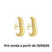 Brinco Ear Hook Rebeca Zircônias Folheado a Ouro 18k