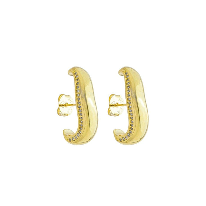 Brinco Ear Hook Rebeca Zircônias Folheado a Ouro 18k