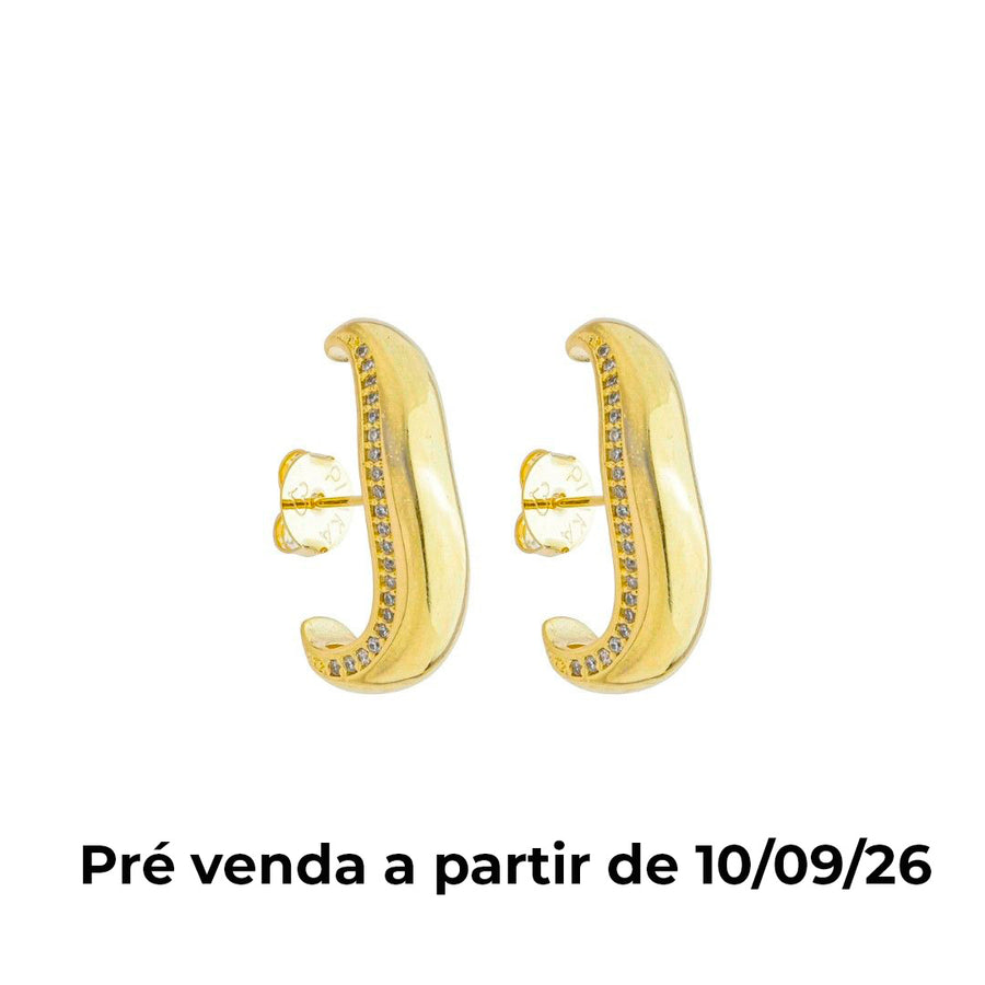 Brinco Ear Hook Rebeca Zircônias Folheado a Ouro 18k
