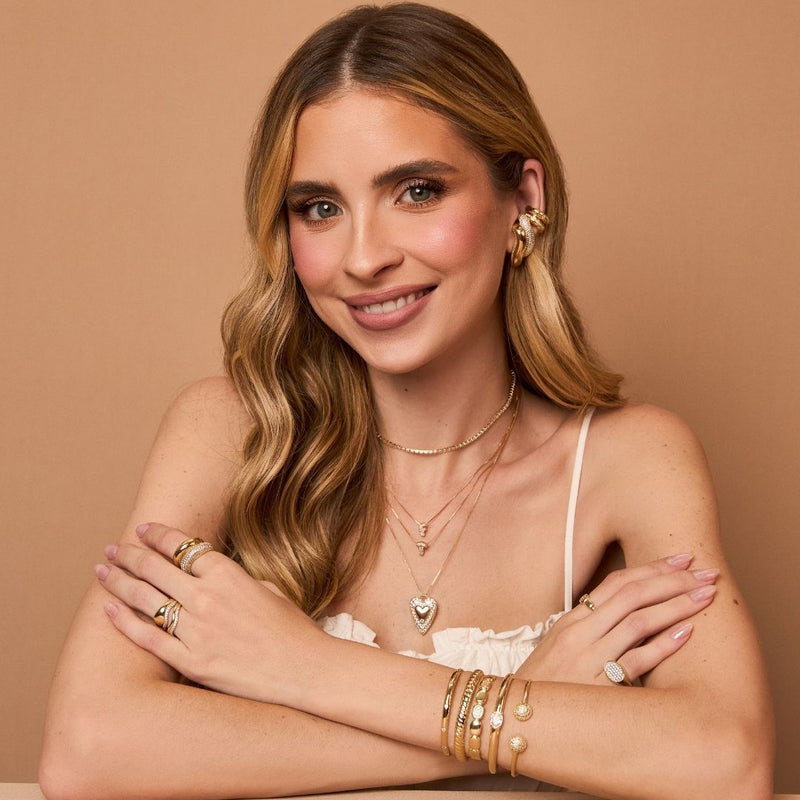 Brinco Ear Hook Rebeca Zircônias Folheado a Ouro 18k