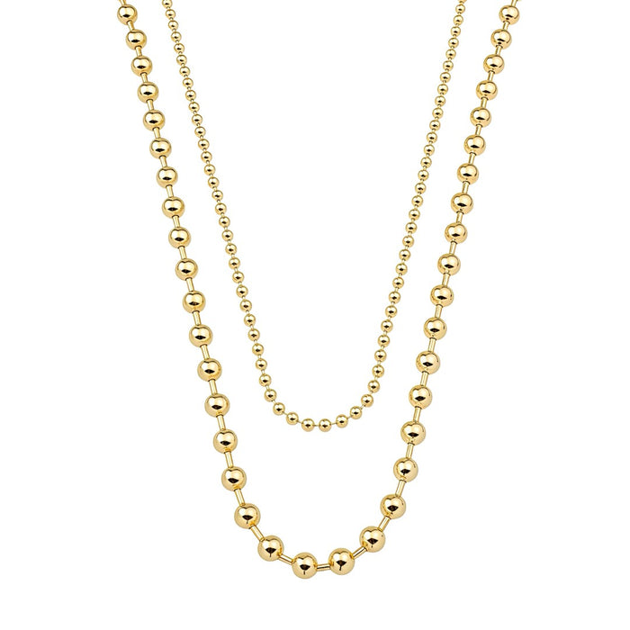 Colar Duplo Mari Bolinhas Folheado a Ouro 18k