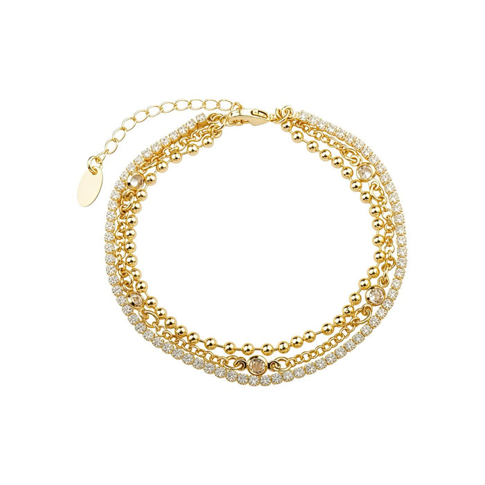 Pulseira Três Voltas Maia Zircônias Folheada a Ouro 18k