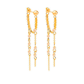 Brinco Isis Fios de Pérolas Folheado a Ouro 18k